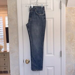 Allsaints Rex Slim Fit Men's Blue Stretch Jeans in Vintage Wash.